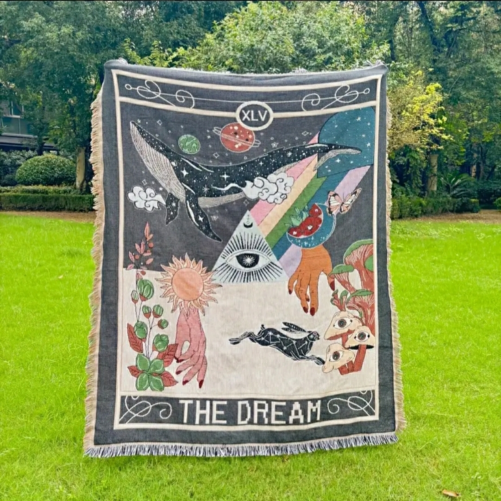 Whimsical 'DREAM' Throw Blanket / Tapestry NWT! - Picture 5 of 13